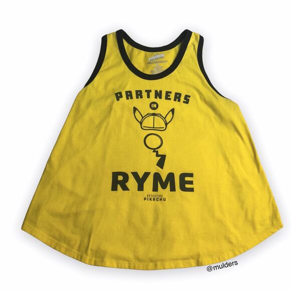Hot Topic Pokemon Detective Pikachu Partners in Ryme Yellow Tank Top - Picture 1 of 11